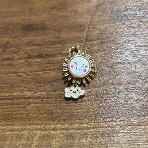 Gold Sun and Cloud Charm Pendant